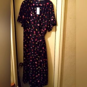Cute black floral wrap dress